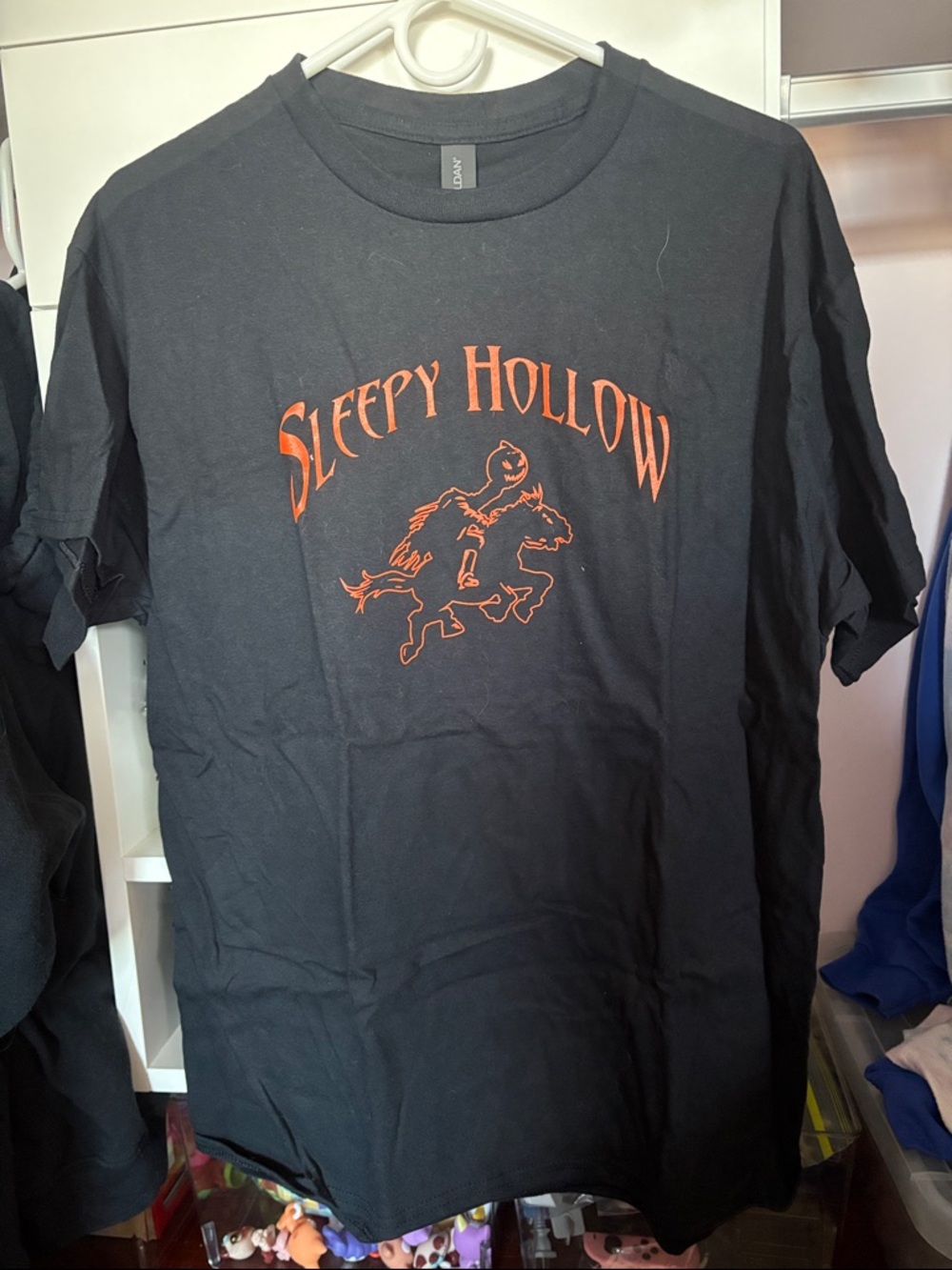 Gildan Black Tee with Orange Sleepy Hollow Print